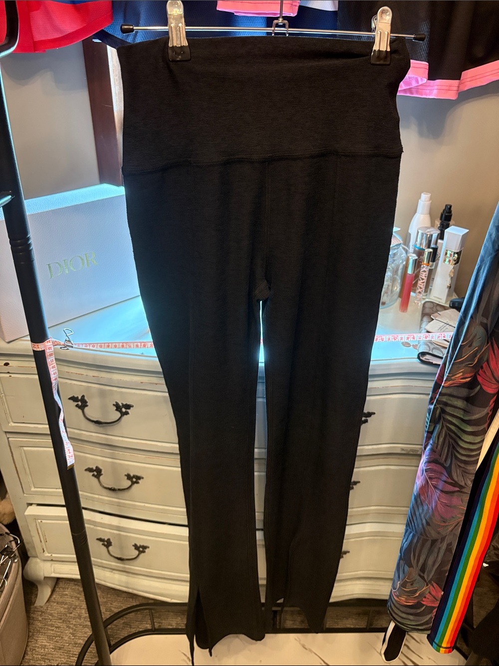 Beyond Yoga Black High-Waist Skinny Flare Leggings